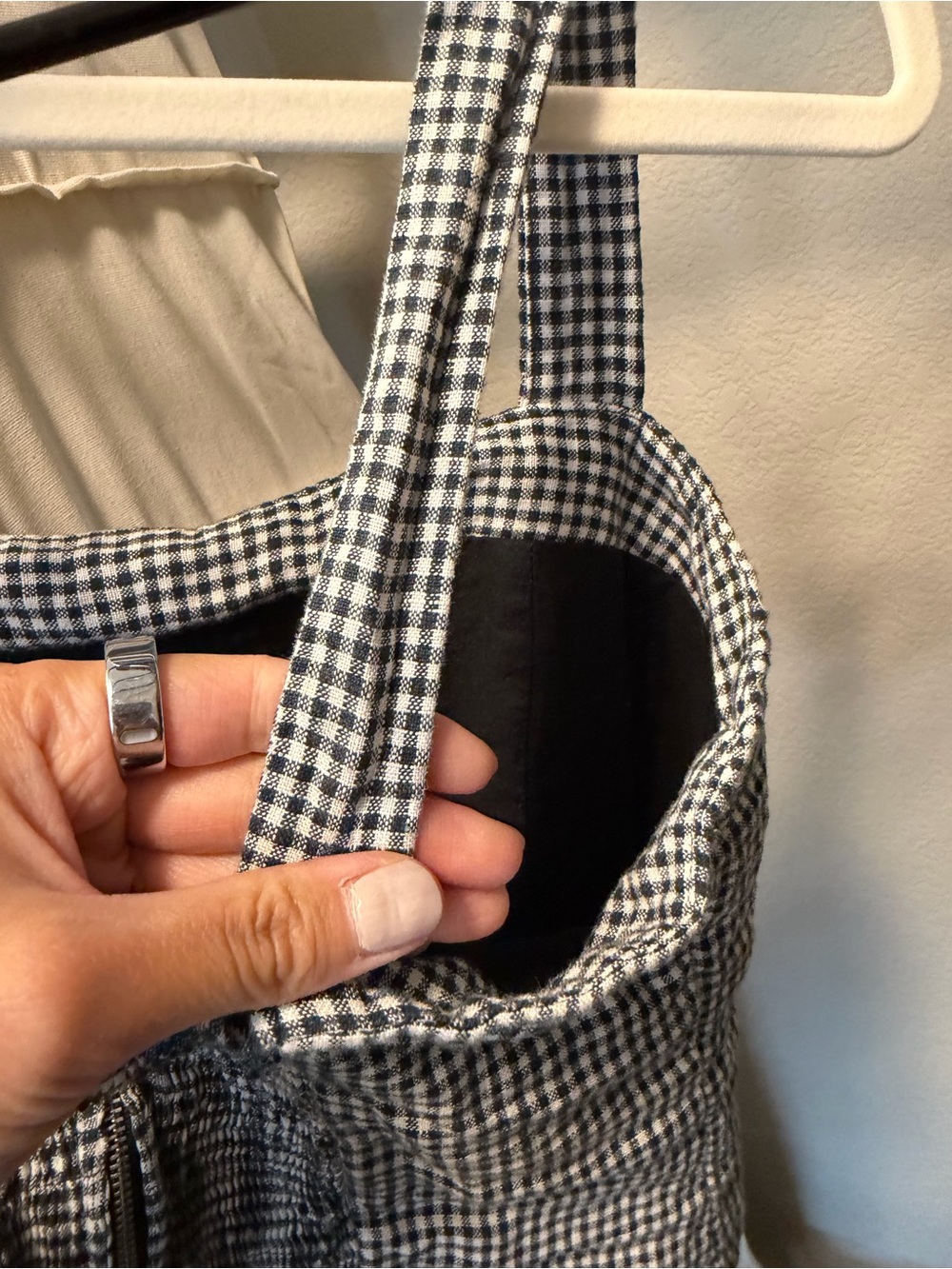 Quince 100% European Linen Fitted Tank classic mini gingham small - Picture 6 of 8
